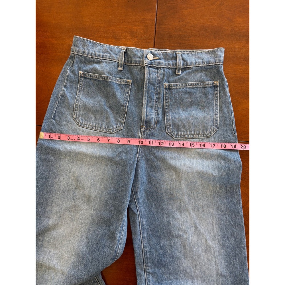 Veronica Beard Grant Wide Leg Extra High Rise Jeans Cape Wash 29 Patch Pocket LA - Picture 12 of 14
